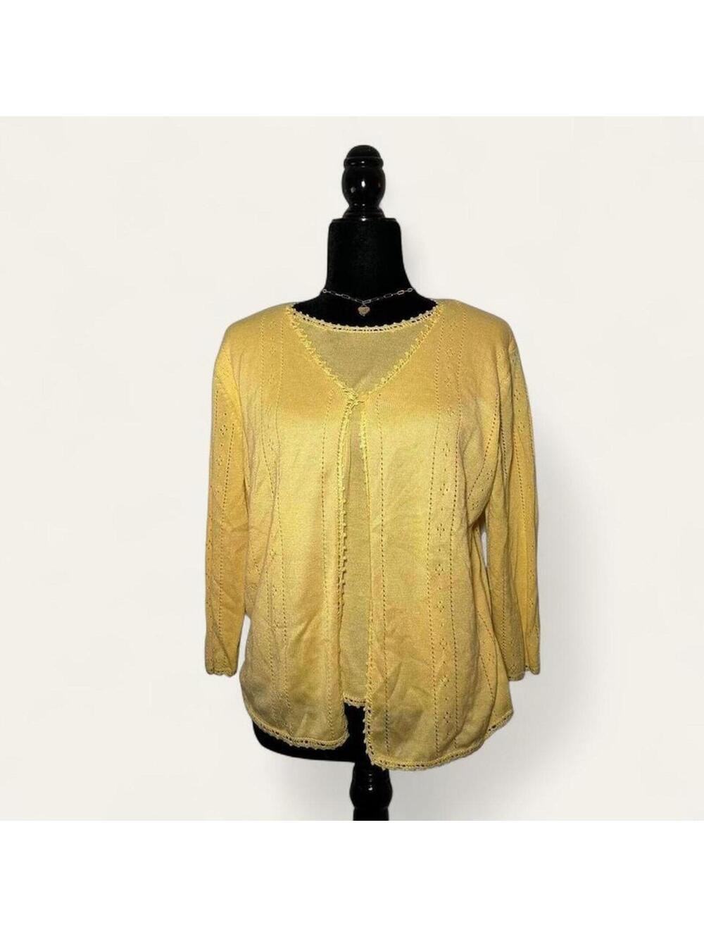 Y2K Tanjay Yellow Tank Cardigan Set Soft Girl Size S